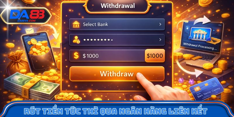Rút tiền tức thì qua ngân hàng liên kết